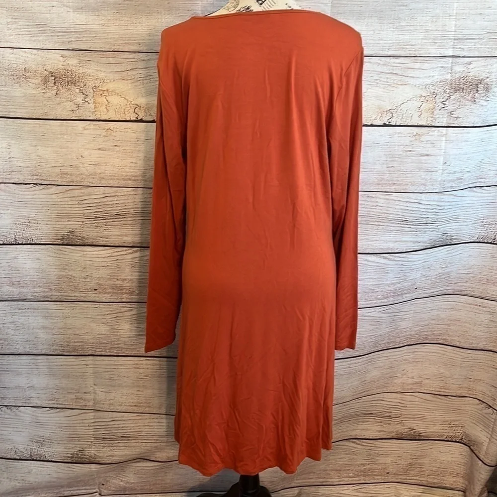 Betabrand Dress Travel Zip Pockets! Casual Long Sleeves Size Medium Pumpkin Silk